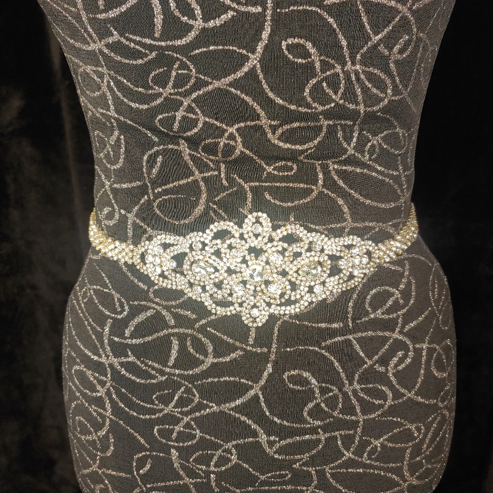 Crystal Embellished Ivory Sash/Belt